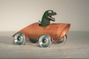 Bamboo Car with Godzilla_toys